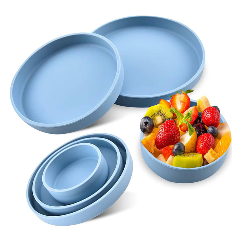 Amazon Hot Selling Food Grade Silicone Tableware suit Children's Food Bowl Thickened Snack Fruit Plate Boiled
