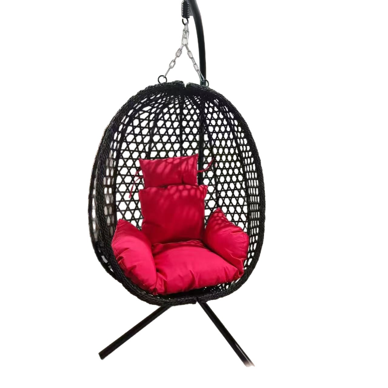 Elegante patio plegable y desmontable columpio doble silla de huevo de Ratán tejida individual salida de silla de nido de pájaro de cesta colgante de ocio moderno image 5