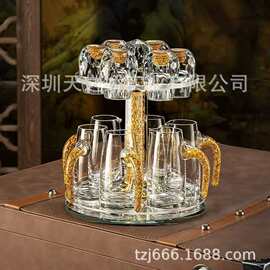 厂家直销白酒杯家用高级水晶玻璃烈酒杯高颜值醒酒器杯架礼盒