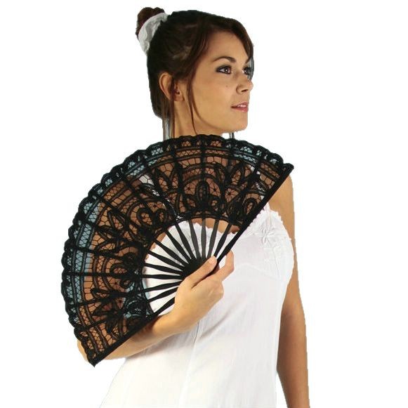 Ventilador de encaje europeo retro elegante dama ventilador de baile pro dama de honor ventilador de bordado de tela hecha a mano ventilador al por mayor