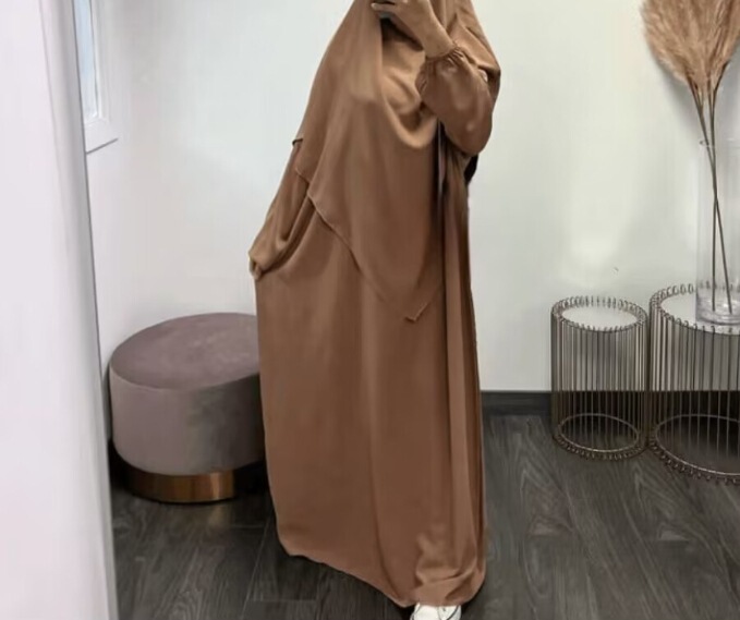 Women's Two-Piece Suit Pure Color Turban Robe Dress 531