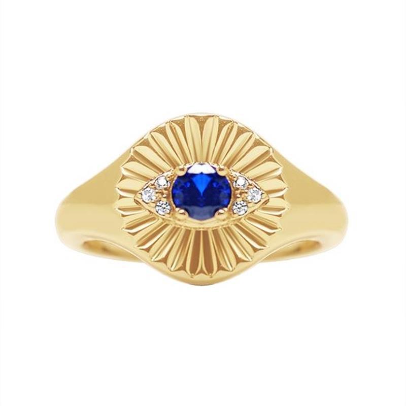 Hot-selling Ring Classic Devil's Eye Bracelet Copper Plated 18k Gold Sapphire Open Ring display picture 6