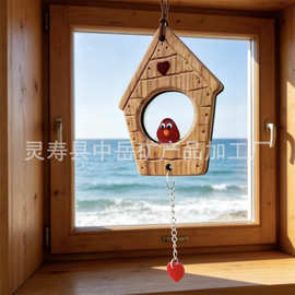 跨境新品海玻璃小鸟小木屋红色小鸟木屋Sea Glass Bird Cottage