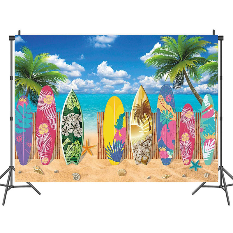Foreign trade Amazon summer surfboard photography background cloth beach party decoration supplies banner photo cloth material