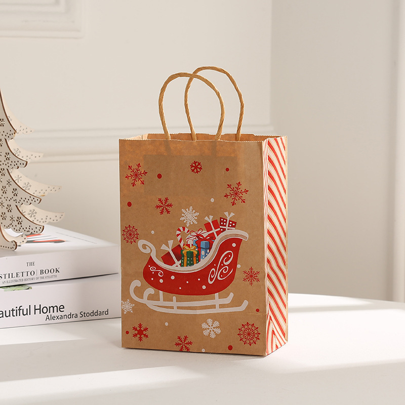 Navidad kraft bolsas de regalo al por mayor ropa bolsa de papel bolsa de compras bolsa de mano de copo de nieve bolsa de regalo de alce