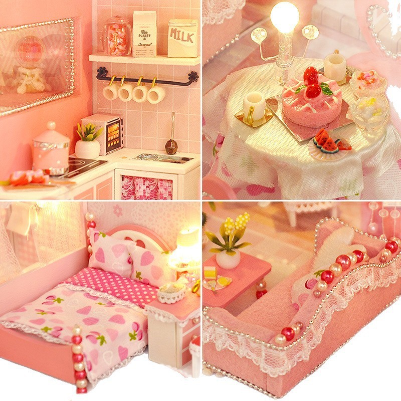 Qiaozhijiang diy キャビンロフトヴィラ手組み立てプリンセス小さな家ミニチュアモデルおもちゃ誕生日ギフト|undefined