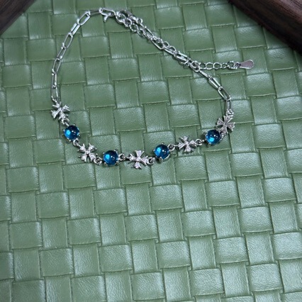 Little Red Book London Blue Topaz Chrome Hearts Bracelet for Women, Light Luxury Cross Chrome Hearts Jewelry Little Red Book London Blue Topaz Chrome Hearts Bracelet for Women, Light Luxury Cross Chrome Hearts Jewelry