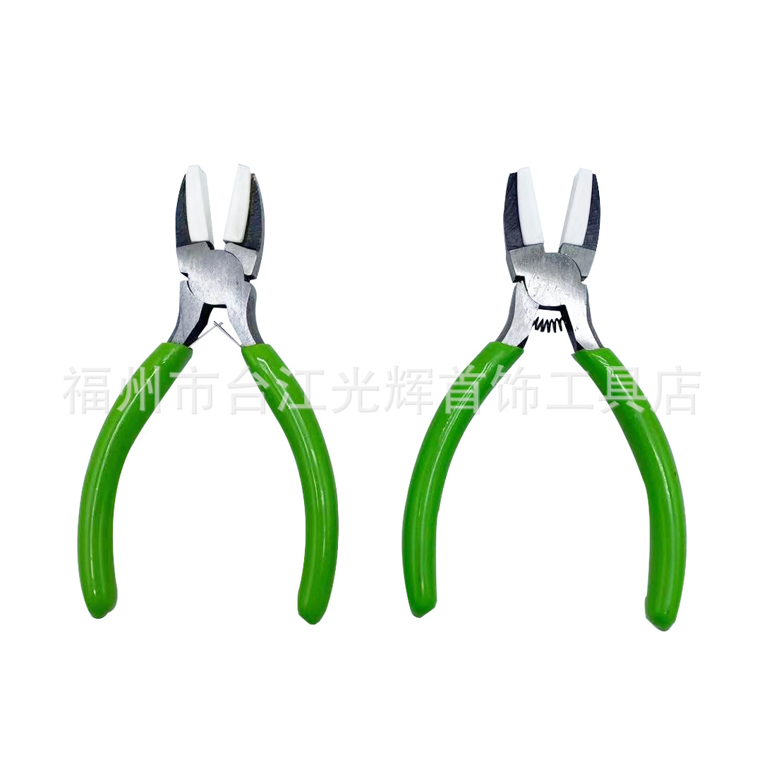 绿柄平口钳平嘴塑嘴钳金银铜绕线剪线钳 5寸塑料头钳塑头拉丝钳