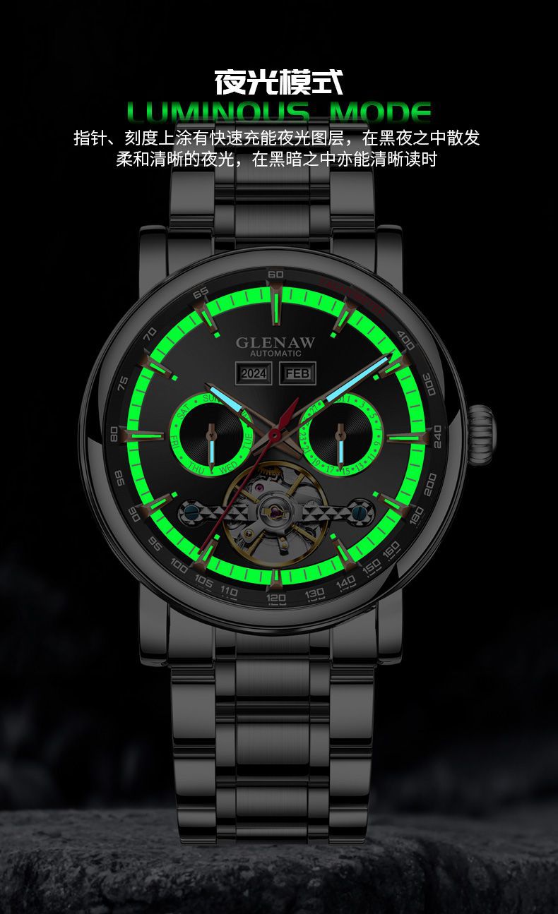 Đồng hồ nam automatic skeleton lộ máy, chống nước, dây thép không gỉ — 8678 Vòng tròn vàng Mặt vàng Vỏ bạc Dải thép bạc, 8678 vòng trắng mặt xám vỏ bạc đai thép bạc, 8678 Vòng tròn đỏ Mặt xám Vỏ bạc Dải thép bạc chi tiết 6
