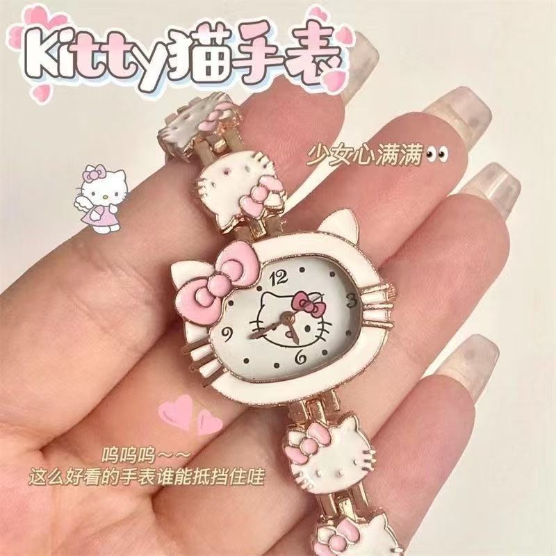 Cute Girly Heart Kt Cat Cartoon Quartz Watch Student Best Friend Gift High-Looking Fashion Bracelet Watch
