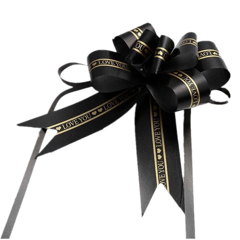 Free Shipping 18 # Decorative Latte Art, Gold Edge Bow, Hand-Drawn Flower Gift Packaging, Wedding Ribbon Tie Flower Wholesale