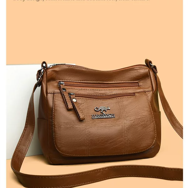 New Style Crossbody Bag for Women, Multi-Layer Retro Middle-Aged Mom Bag, Fashionable Pu Large Capacity, Simple and Stylish Shoulder Bag