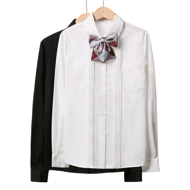 [Liquidación] JK uniforme camisa mujer de manga larga primavera y otoño suelta estudiante camisa negra camisa de manga corta verano