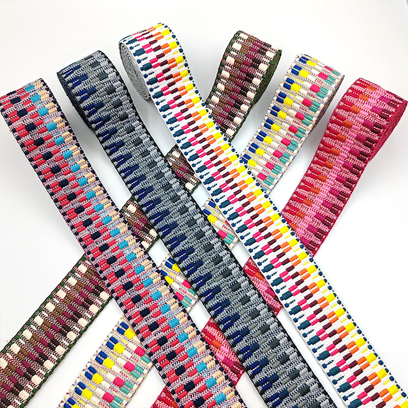 Se puede personalizar 3.8cm5cm cinta jacquard estilo étnico poliéster correa de equipaje ropa zapatos sombreros correa de hombro correa tejida