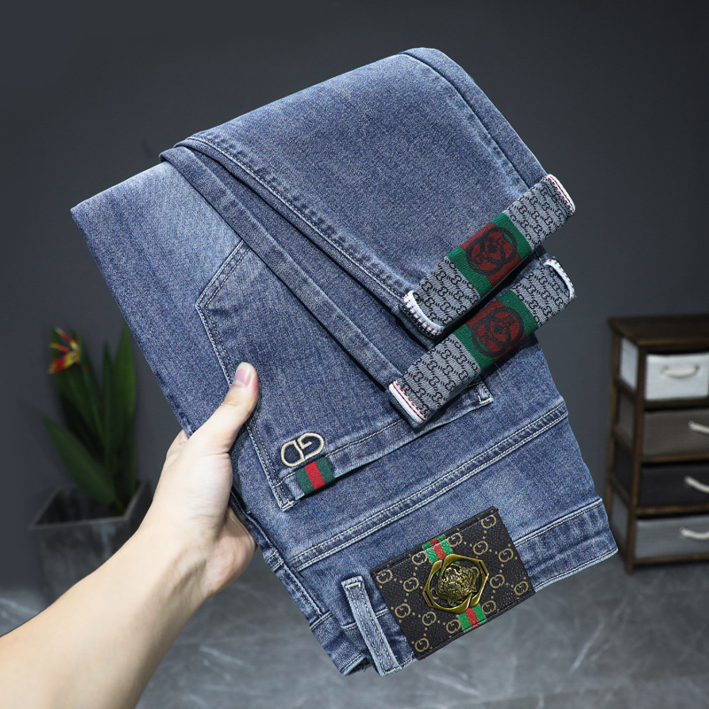 2022 Autumn and Winter New Light Luxury Stretch Jeans Slim Fit Small Foot Trendy Brand Men's Pants 2022 Autumn and Winter New Light Luxury Stretch Jeans Slim Fit Small Foot Trendy Brand Men's Pants