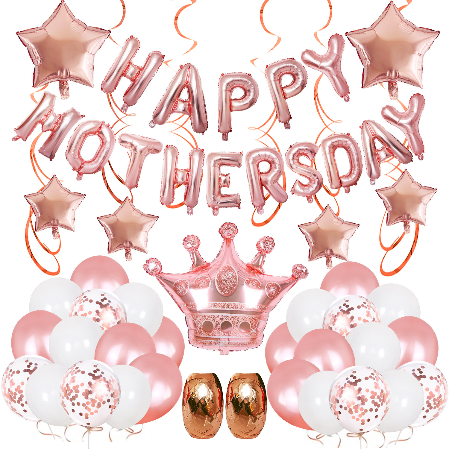 Día DE LA MADRE globo de 16 pulgadas de oro rosa película de aluminio carta globo corona Feliz Día de la madre decoración fiesta suministros