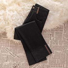 黑色直筒牛仔裤女春秋2024年新款高腰显瘦小个子法棍九分烟管裤子