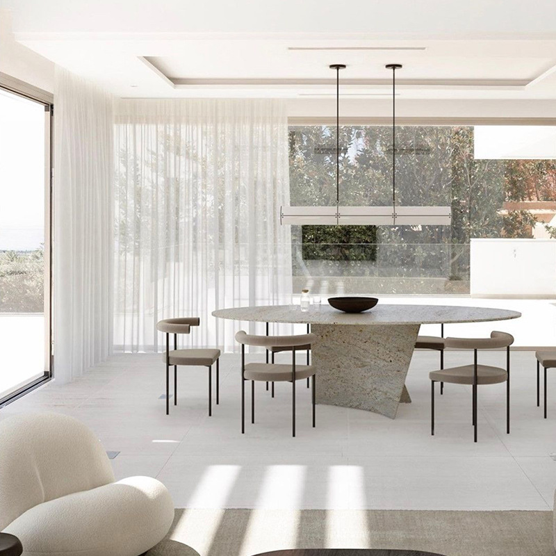 Nordic minimalist fabric upholstered backrest chair hotel restaurant iron dining chair internet famous coffee tea shop leisure chair