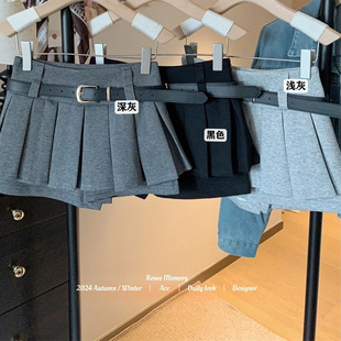 Autumn and Winter 2024 New Korean Style Spice Girl Slimming All-match High Waist Pleated Skirt Pants Wide Leg Skirt Women