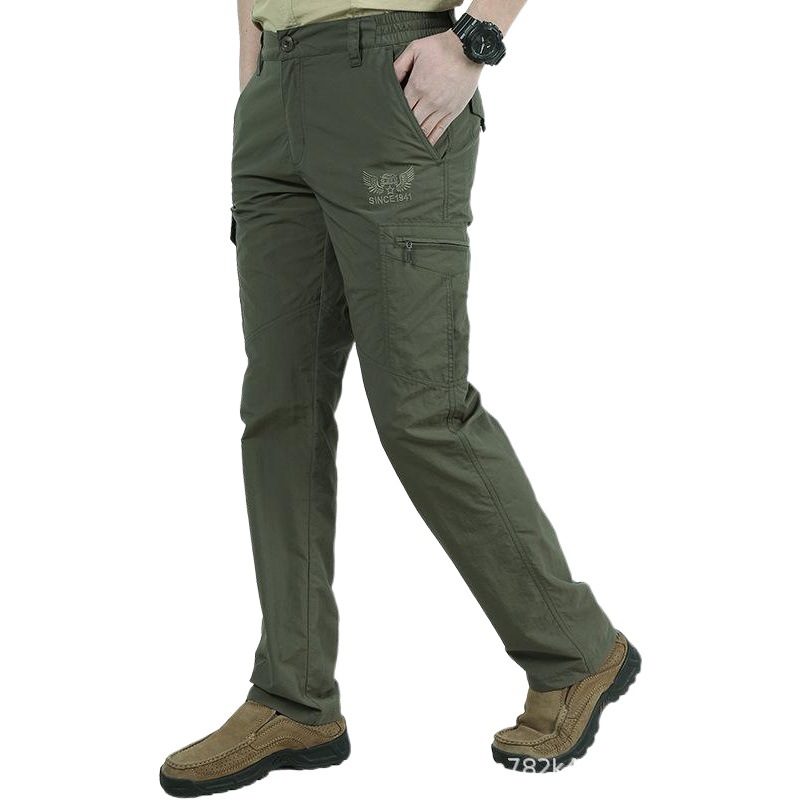 2021 nuevos pantalones de secado rápido al aire libre para hombres delgados más tamaño overoles multibolsillos sueltos pantalones casuales para hombres