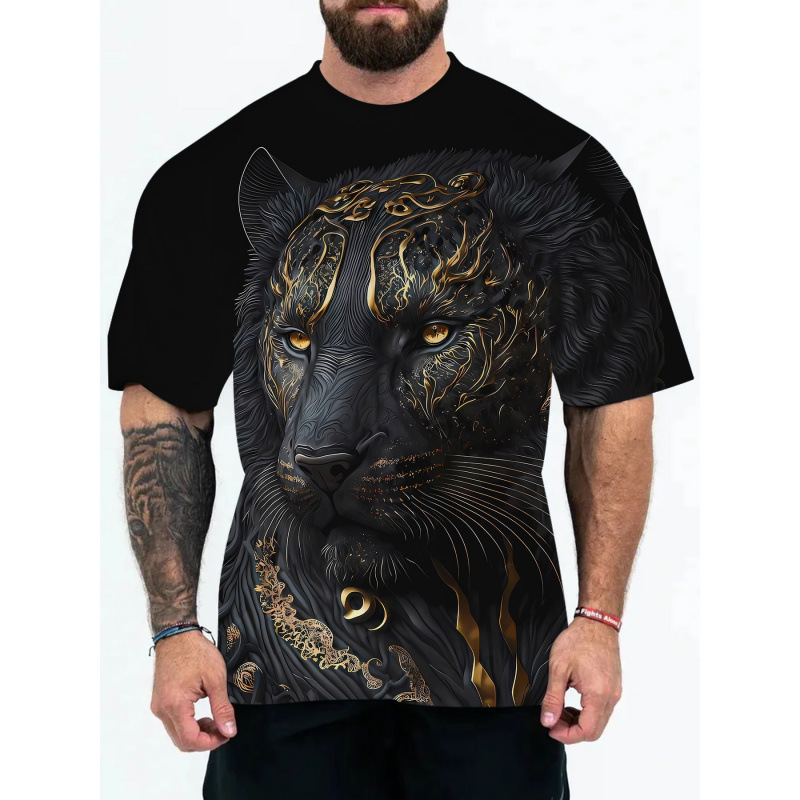 Cross-Border Export Hot-Selling 3D Digital Printing European and American Adult Men's T-Shirts Loose Casual Animal Character Pattern Customization