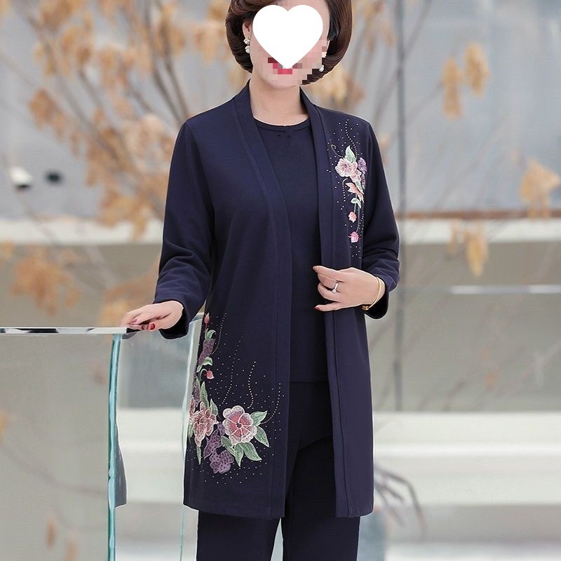 中年妈妈装春秋装三件套宽松外套秋季新款中老年套装女洋气妈妈装|undefined