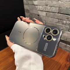iPhone16電気メッキAGつや消し大型窓携帯電話ケースApple 15磁気ガラスレンズフィルム14に適した国境を越えた