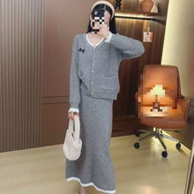 欧洲秋冬装搭配一整套2025新款时髦针织半身裙大码加厚两件套