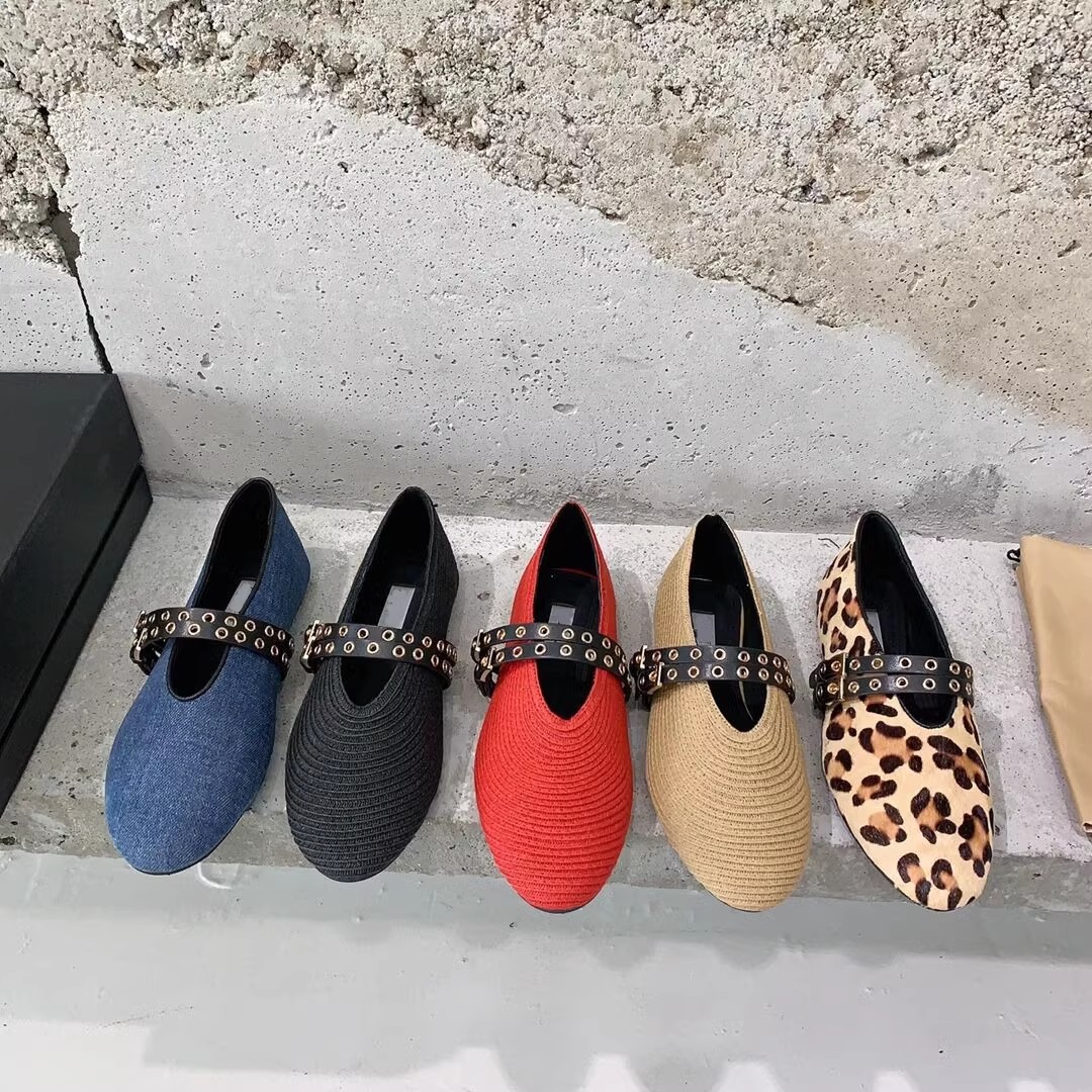 Autumn 2024 New Style Woven Mary Jane Single-layer Shoes Women's Flat Round-toe Genuine Leather Flat Ballet Milk Shoes with Shallow Mouth