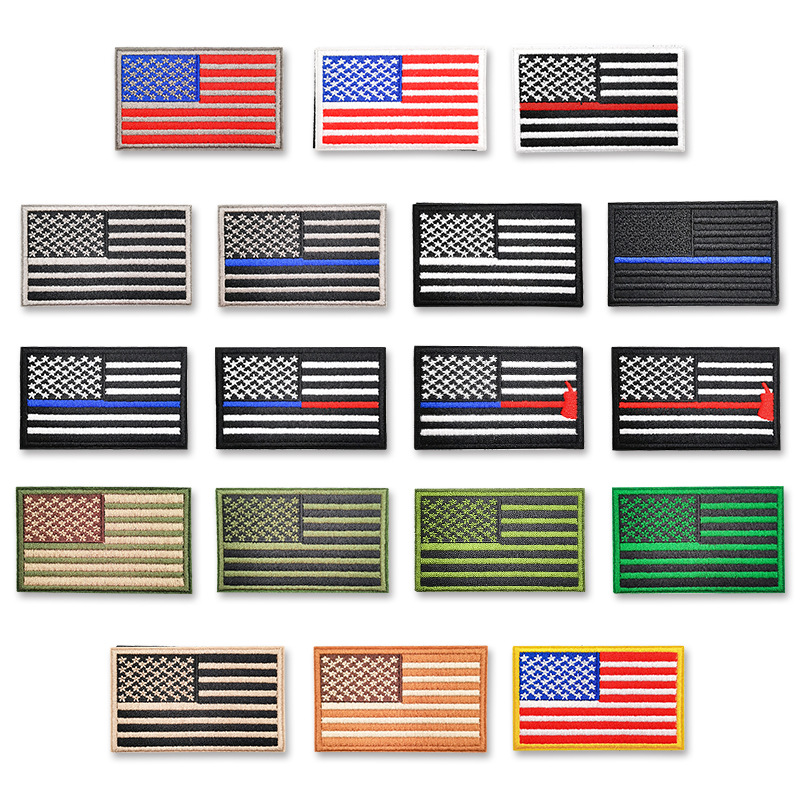 In-Stock Cross-Border Multicolor DIY Embroidered Badge Patches American Flag Velcro Embroidery Armband Tactical Bag