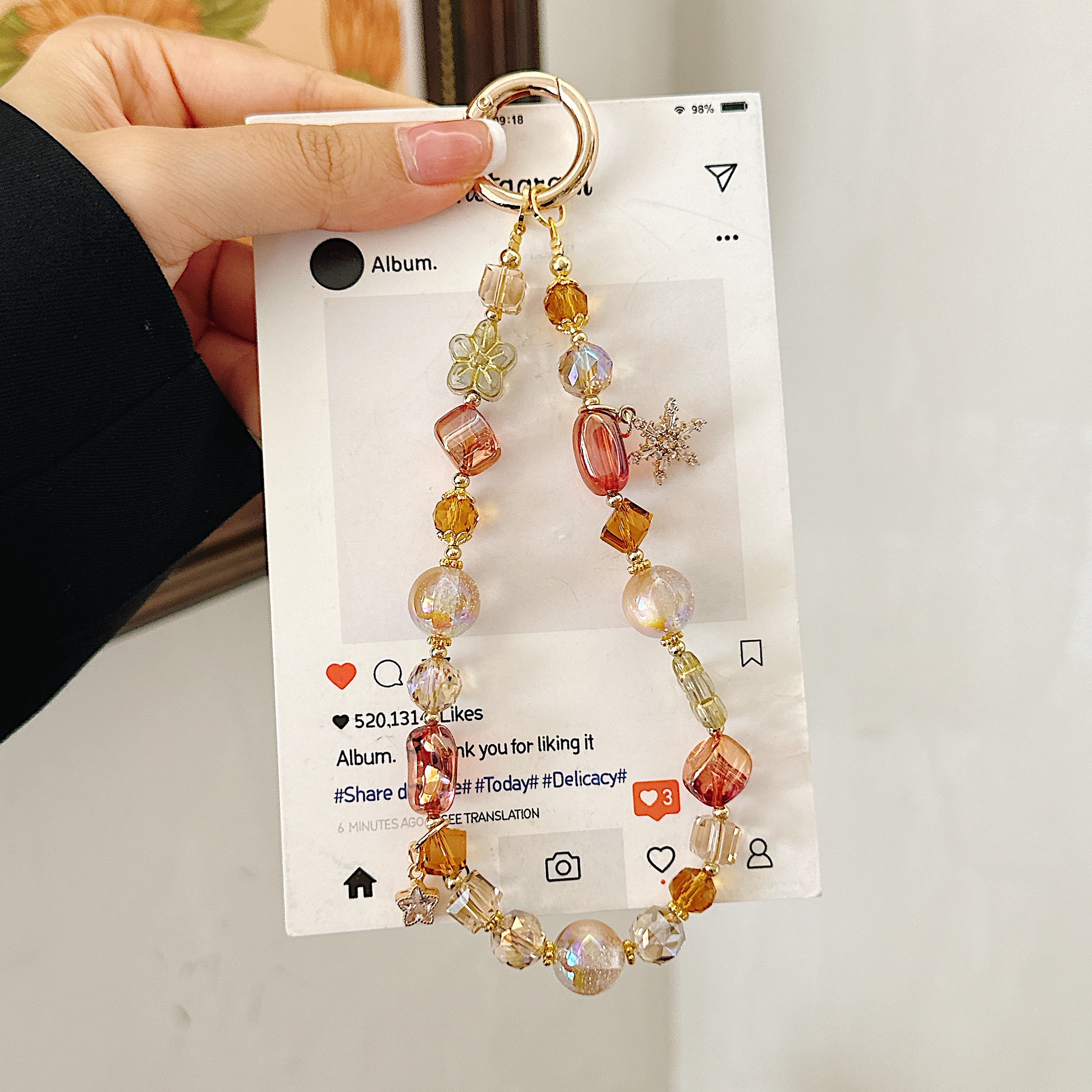 Boutique hecho a mano de alta gama para teléfono móvil cadena corta Merah pulsera cordón de teléfono móvil de moda mochila/colgante corto