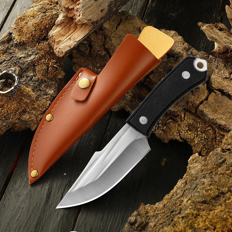 Acero inoxidable engrosado mango de madera sólida carne afilada multifuncional camping cuchillo de carnicería cortar carne