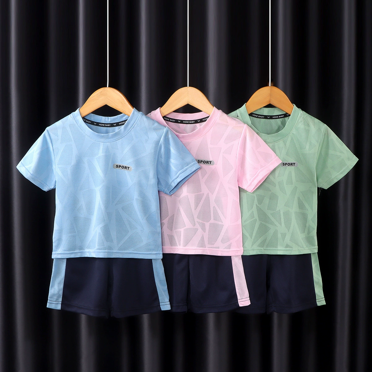 Новый детский спортивный комплект с короткими рукавами летняя тонкая быстрая сухая одежда для мужчин и женщин с короткими рукавами шорты повседневный набор из двух частей