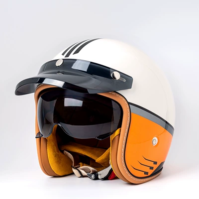 Motosiklet kaskı (dəbilqə) — with Built-In Visor, 3C Dropshipping - mt-5m-yellow-desert-camel-3c-certified-with-black-and-white-lenses-m