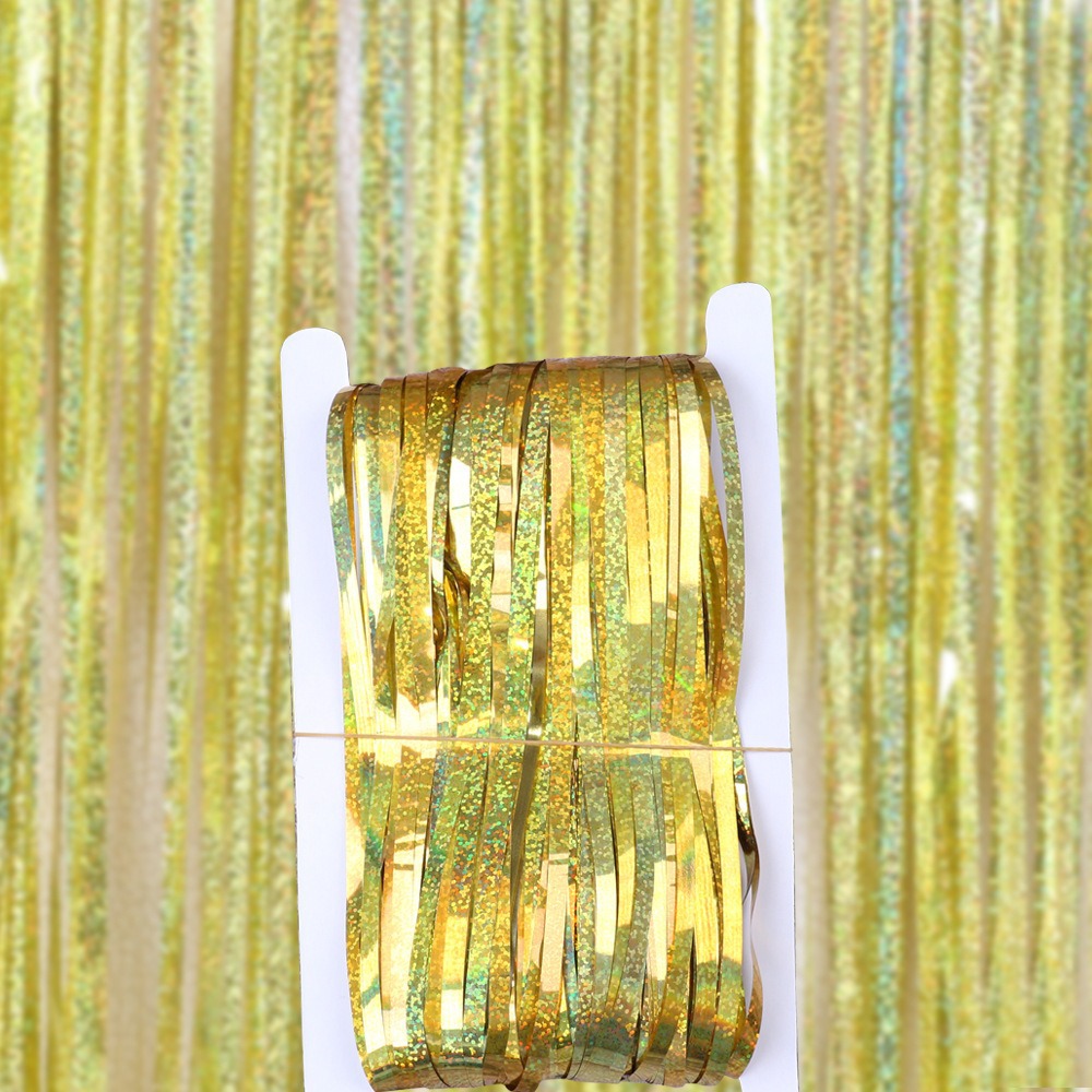 Fiesta de bodas Decoración de la pared de fondo de cumpleaños Diseño de accesorios para engrosar la lluvia láser cortina de color color flecos image 6