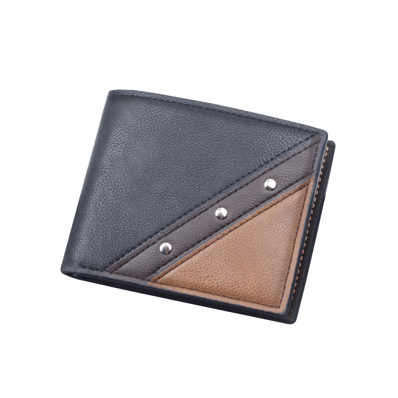Cartera de hombre corta con cremallera, cartera de hombre triple plegable, cartera de hombre, cartera de tarjetas de gran capacidad, cartera de hombres