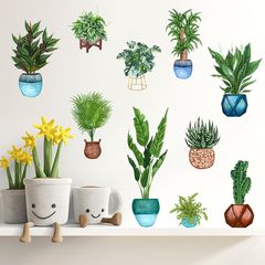 綠植荷花荷葉牆貼畫書房茶室客廳可移除裝飾自粘貼紙畫