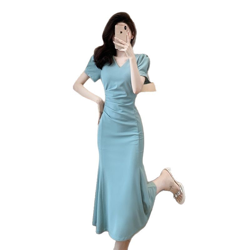 2025夏季新款高级感小个子收腰显瘦长裙法式气质赫本风连衣裙女|undefined
