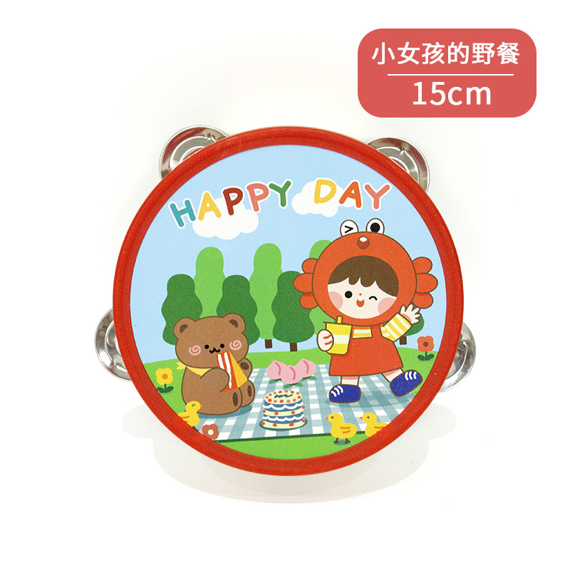 Pandereta de madera Orff Instrumentos musicales Kindergarten Educación temprana Música y accesorios de baile Tambores de mano Tambores de palmaditas al por mayor