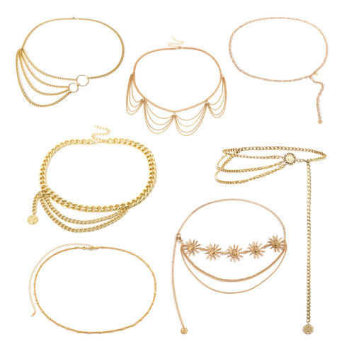 European and American cross-border fashion accessories, retro exaggerated multi-layer chain waist chain, personalized and creative trendy women's body chain