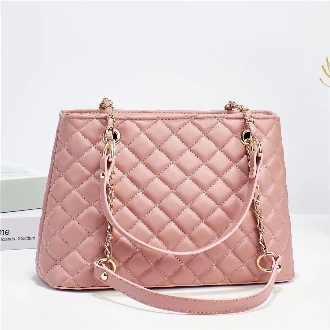 Women's Large Pu Leather Solid Color Lingge Elegant Classic Style Zipper Tote Bag display picture 7