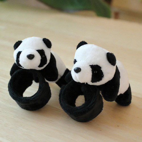 Cute black and white panda plush toy panda snap ring wrist lying panda magic ruler bracelet children's small gift