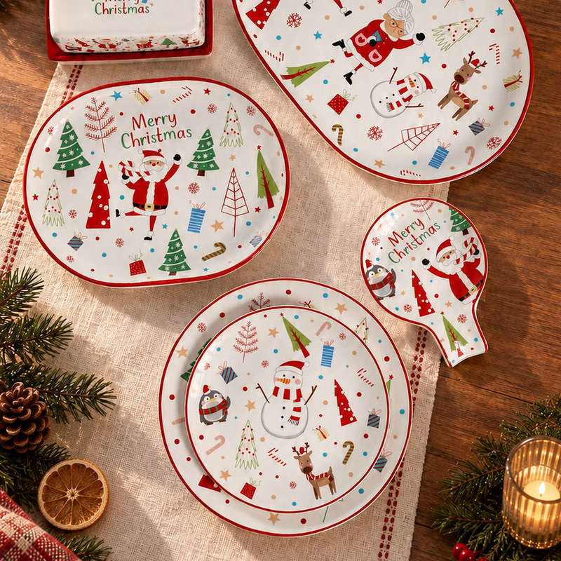 2026 new Christmas ceramic tableware creative Western-style main course serving tray rectangular dish wholesale 2026 new Christmas ceramic tableware creative Western-style main course serving tray rectangular dish wholesale