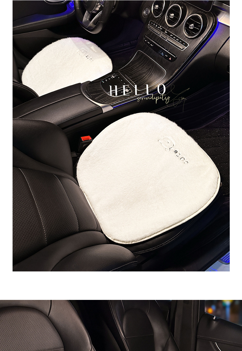 Car Seat Cushion Winter Plush Cartoon Cute Bear Fleece-Lined Thickeneded High-End Rear Single-Piece Seat Cover for Girls