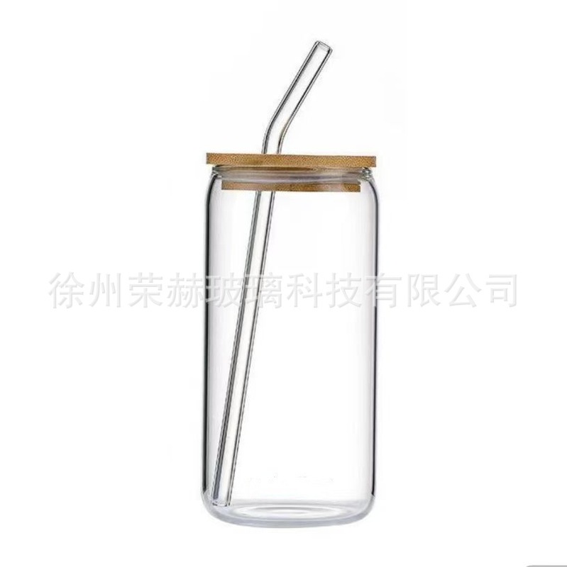跨境16oz可乐杯高硼硅玻璃杯带竹木盖亚马逊专供定制图案创意爆款|undefined