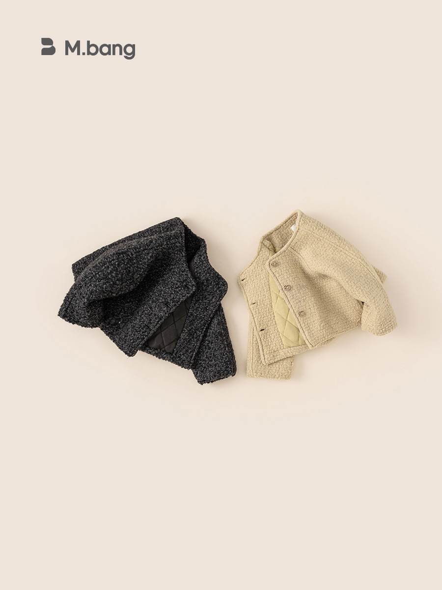 Youbao ropa para niños 2024 invierno nueva chaqueta acolchada para bebé femenino chaqueta de punto de manga larga con cuello redondo y todo fósforo para niños