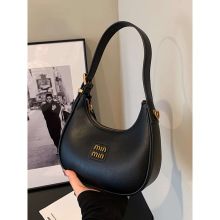 跨境秋冬复古包女2025新款月牙包饺子包通勤黑色斜挎包手拎腋下包