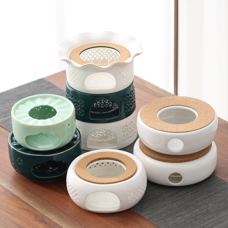 Japanese-style heating glass flower teapot Lou empty base Restaurant Candle heating scented tea insulation tea ceramic warm tea stove Japanese-style heating glass flower teapot Lou empty base Restaurant Candle heating scented tea insulation tea ceramic warm tea stove