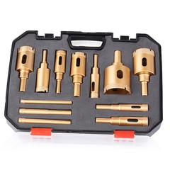 新品M10ろう付け穴あけ器12pcセット石材穴あけドリルタイル大理石花崗岩穴あけドリル