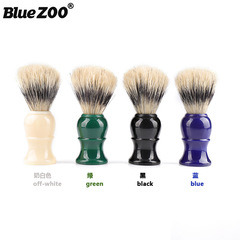 4-color blue, green, black, cream, white cross-border men's grooming tool with plastic handle, boar bristle foam shaving razor brush